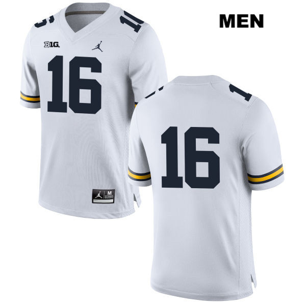 Men's NCAA Michigan Wolverines Max Wittwer #16 No Name White Jordan Brand Authentic Stitched Football College Jersey BC25I73ZC